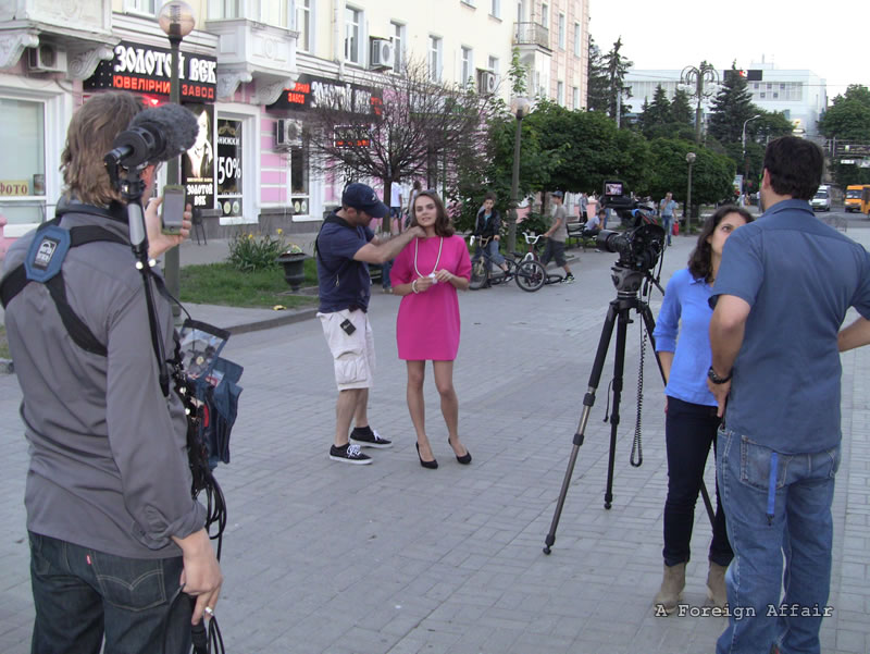 Ukraine girl explaining how they cast for a Reality TV show