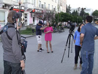 Ukraine girl explaining how they for a Realty TV show